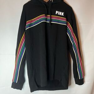 Victoria's Secret Black Hoodie with Rainbow Stripes